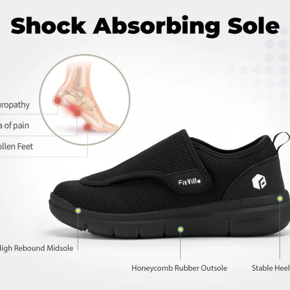 FitVille Men's 8W or Women's 10W EasyTop Adjustable Wings Diabetic Shoes - Picture 9 of 9